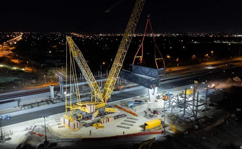 Joyce Krane crane on an infrastructure project at night